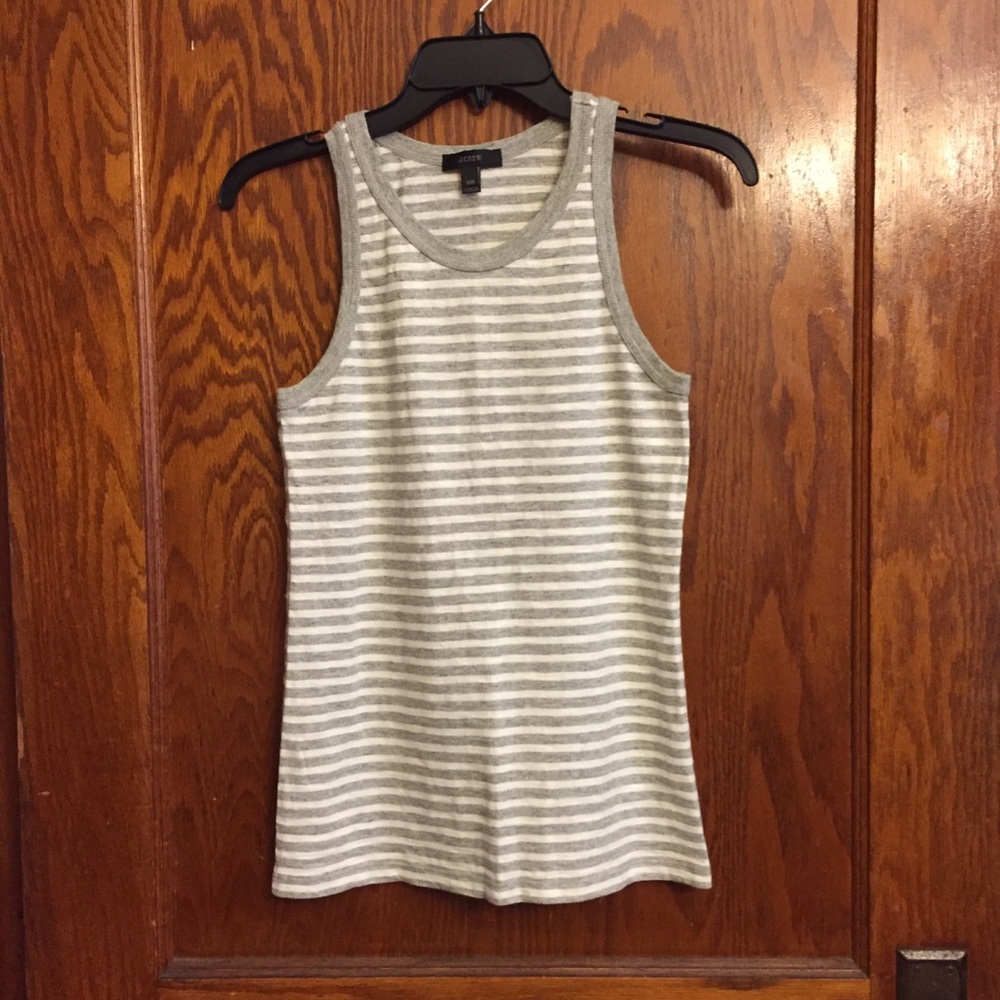 J Crew gray and white tank top